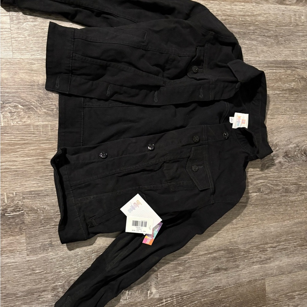 Lularoe Harvey jacket large new with tag solid black rare find
